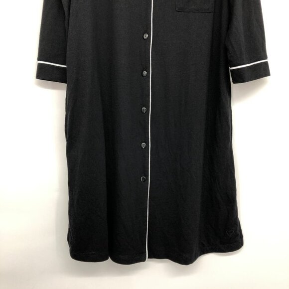 Aimee Kestenberg Black & White Letter Contrast Button Down Nightgown size S - Picture 6 of 16